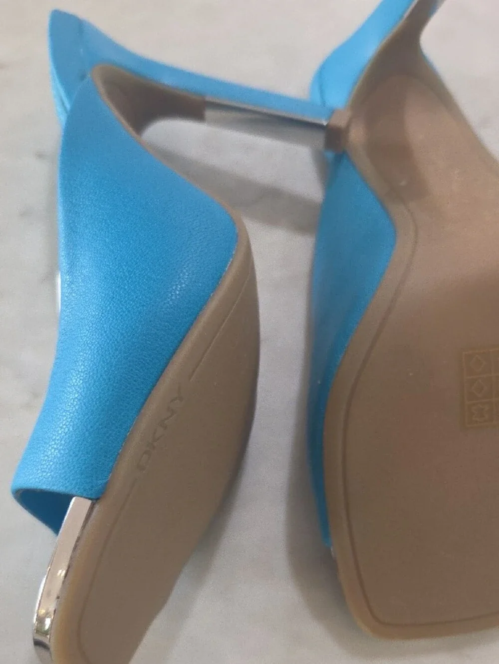 DKNY Turquoise Blue Open-Toe Slide Mules